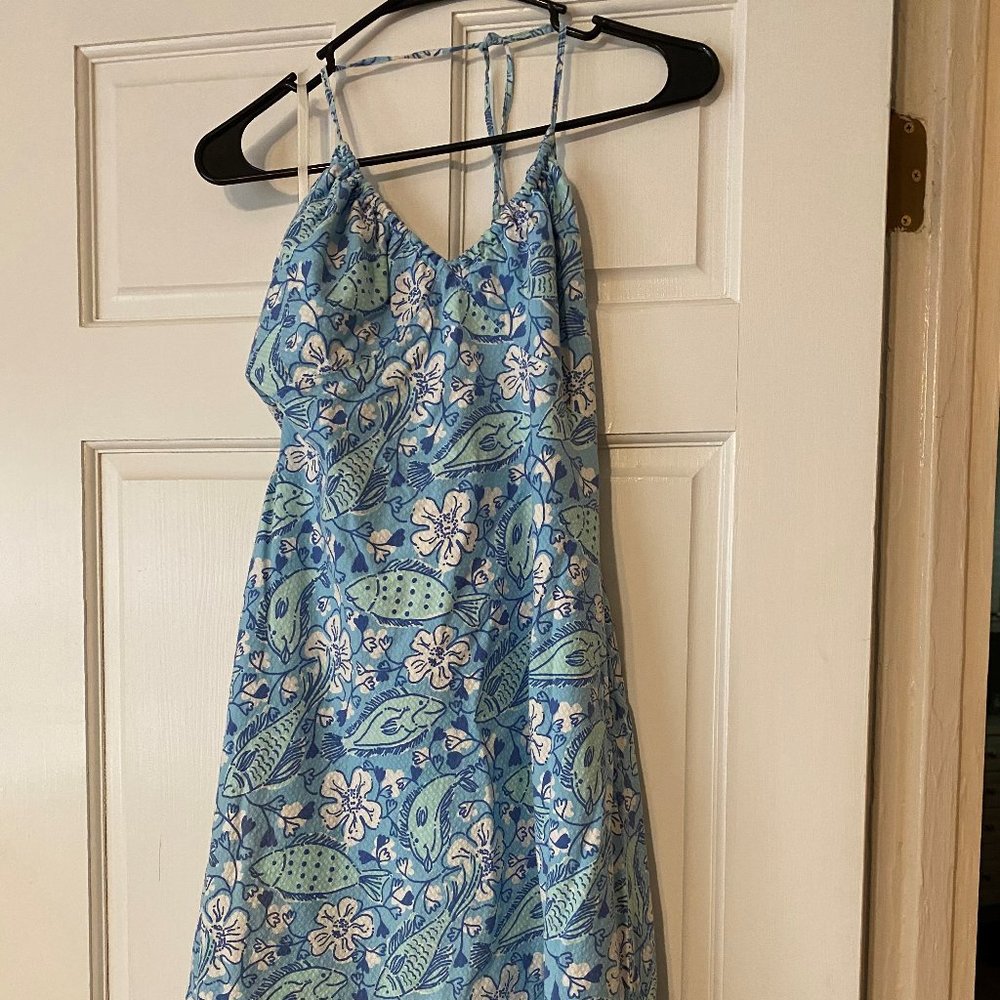 Lilly Pulitzer Tie-neck halter dress fish/floral